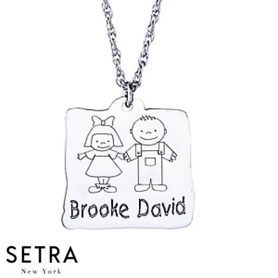 2 CHILDREN HAND IN HAND PERSONALIZED NECKLACE 14K GOLD