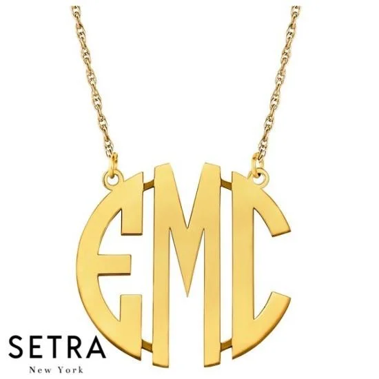 3 INITITAL NECKLACE MONOGRAMS PERSONALIZED 14K GOLD