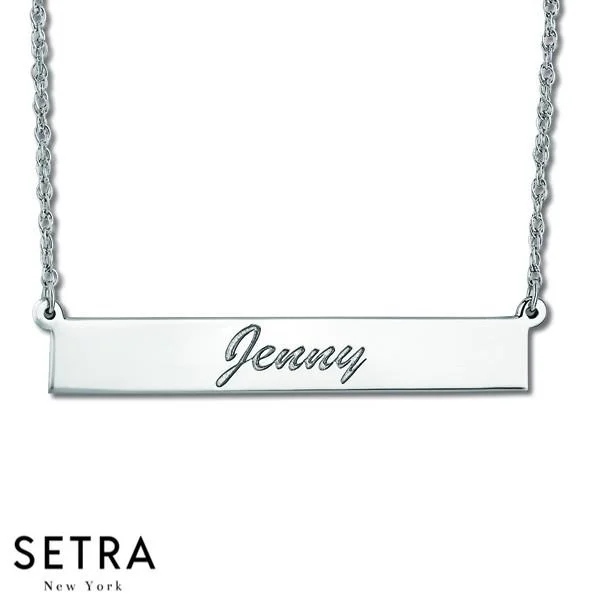 NAME PLATE BAR NECKLACE 14K GOLD