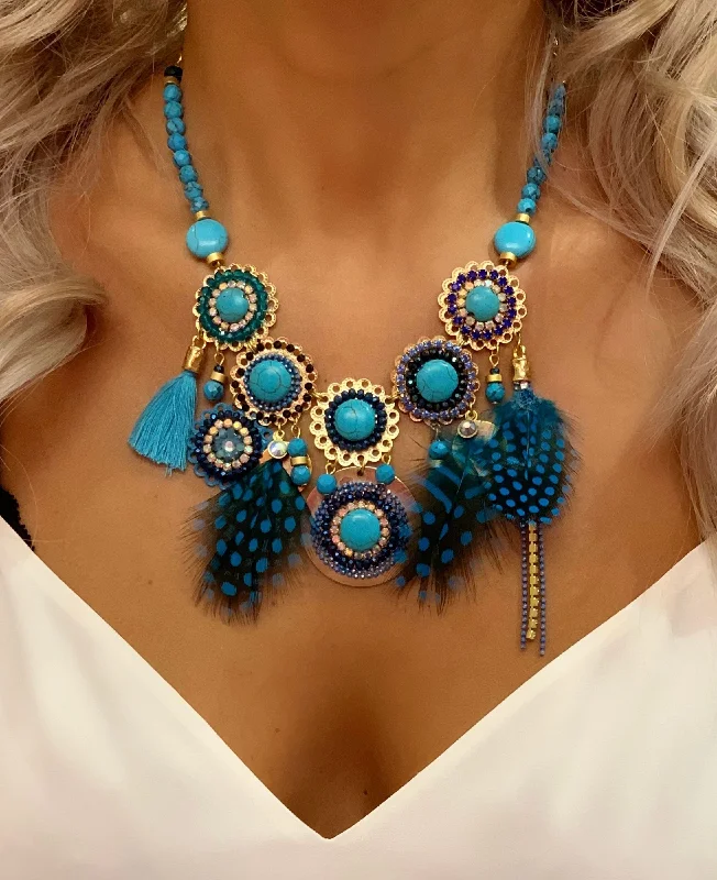 Blue Mykonos Statement Necklace