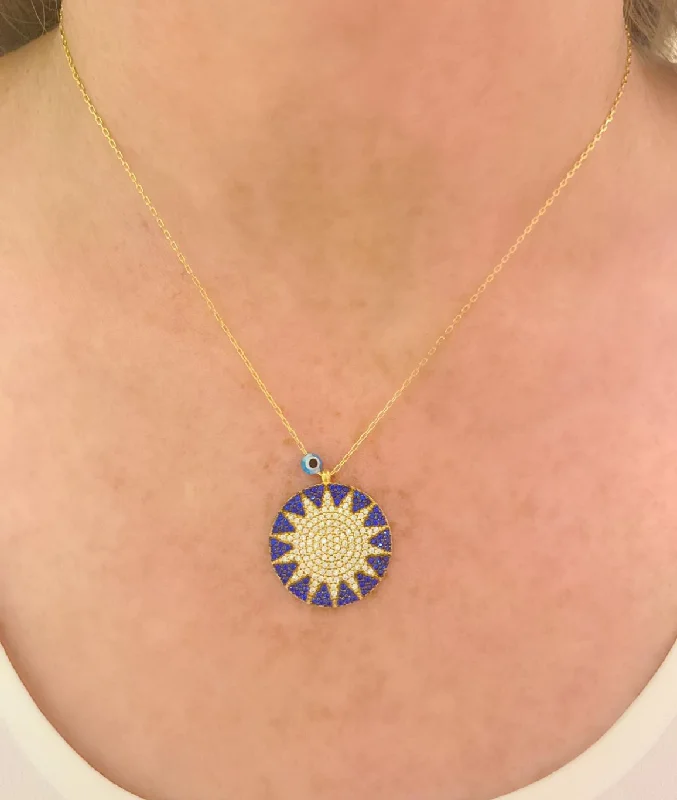 Navy Big Sun Necklace