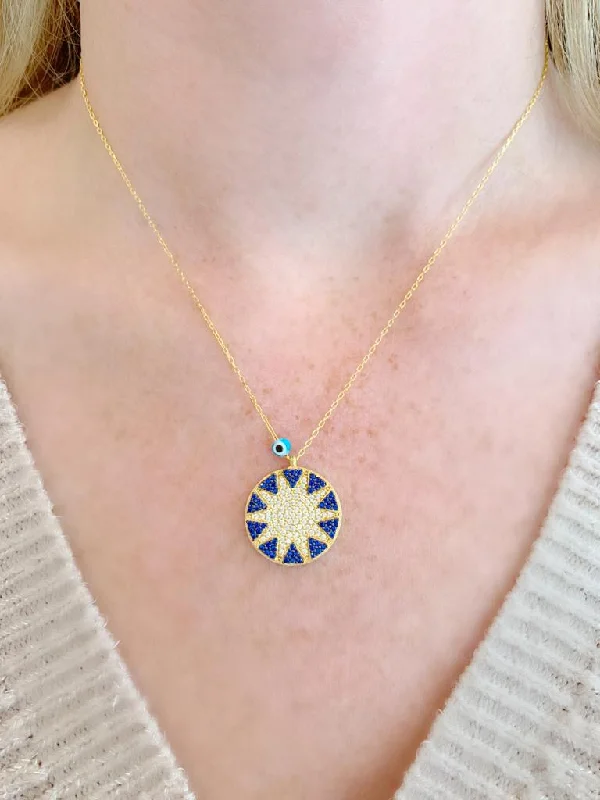 Navy Mini Sun Necklace