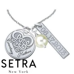 PERSONALIZED MONOGRAM HAERT SHAPE STEARLING SILVER NECKLACE