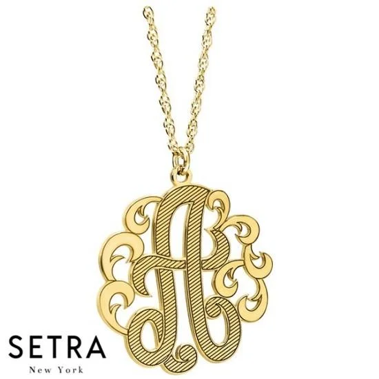 SINGLE INITITAL NECKLACE MONOGRAMS PERSONALIZED 14K GOLD