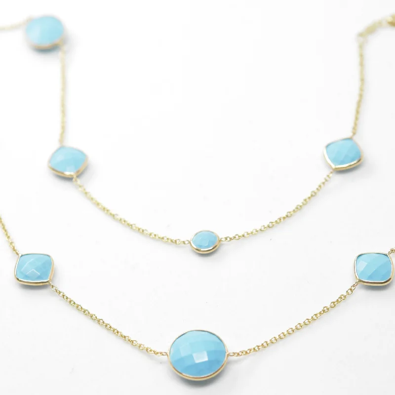 Natural Turquoise Necklace 14K Gold