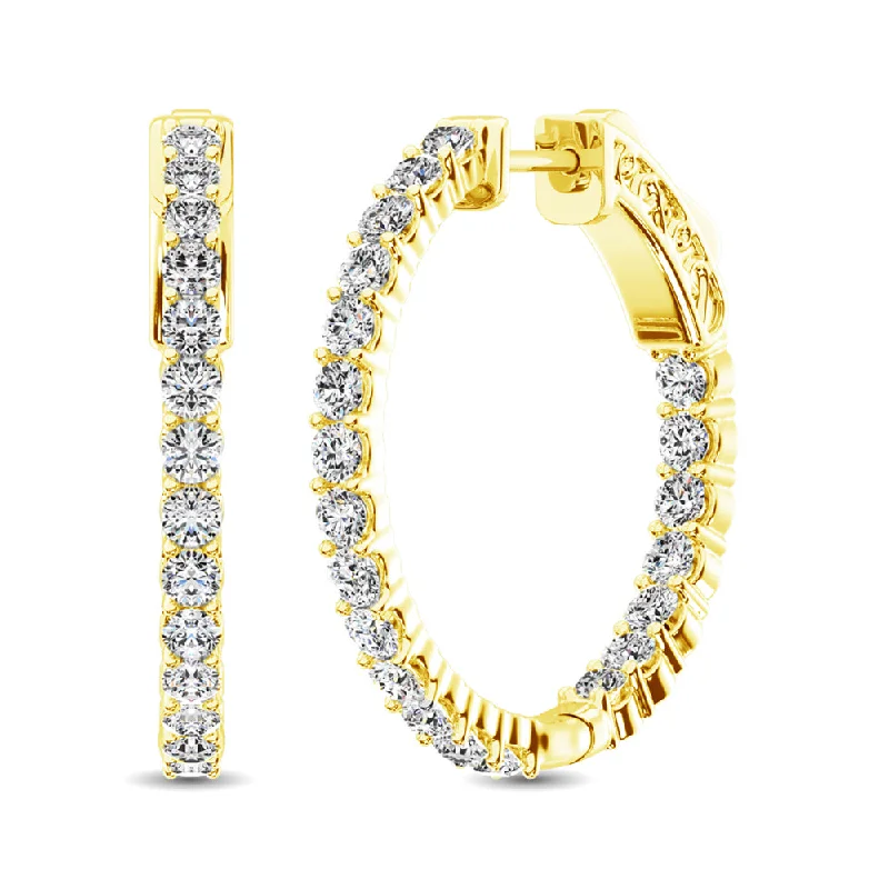 10K Yellow Gold Diamond 2 Ct.Tw. In and Out Hoop Earrings