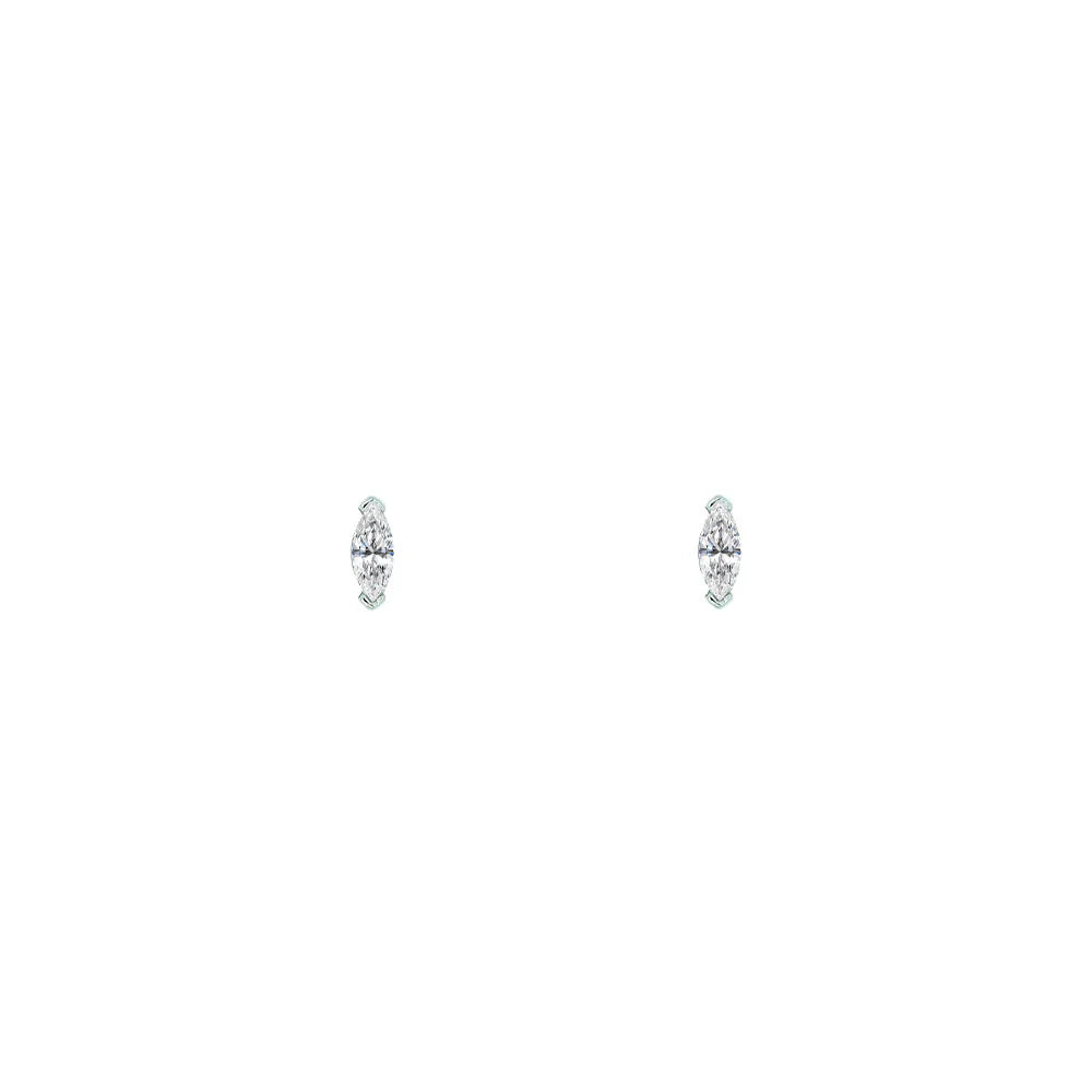 14 Karat White Gold Stud Marquise Diamonds