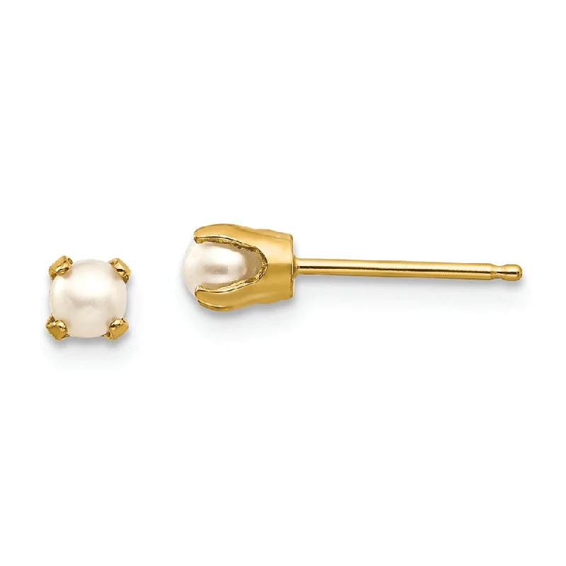 14k 3mm June/FW Cultured Pearl Post Earrings