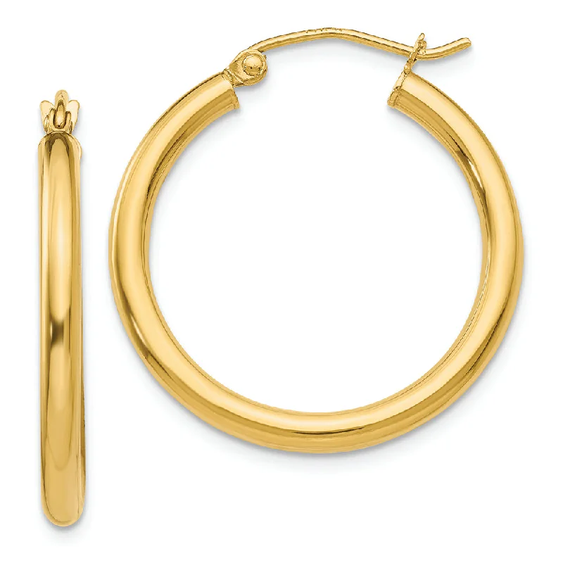 14K Polished 2.5mm Tube Hoop Earrings