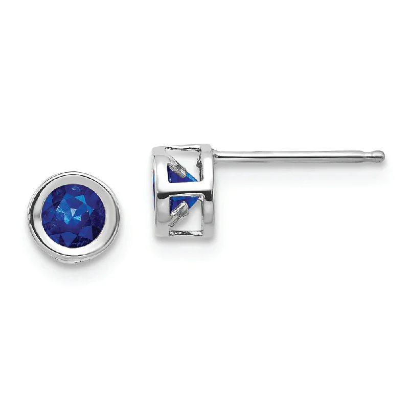 14k White Gold 4mm September Sapphire Earrings