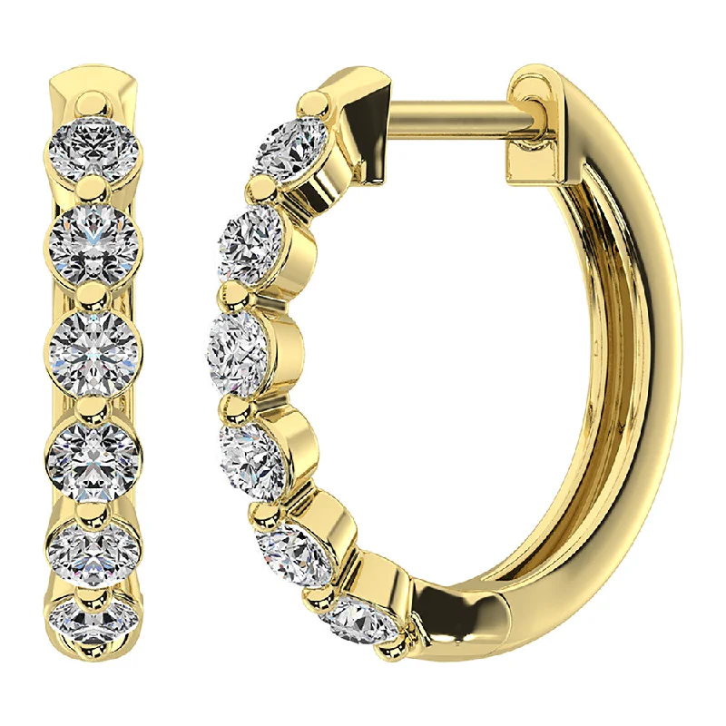 14K Yellow Gold 1/2 Ct.Tw. Diamond Hoop Earrings