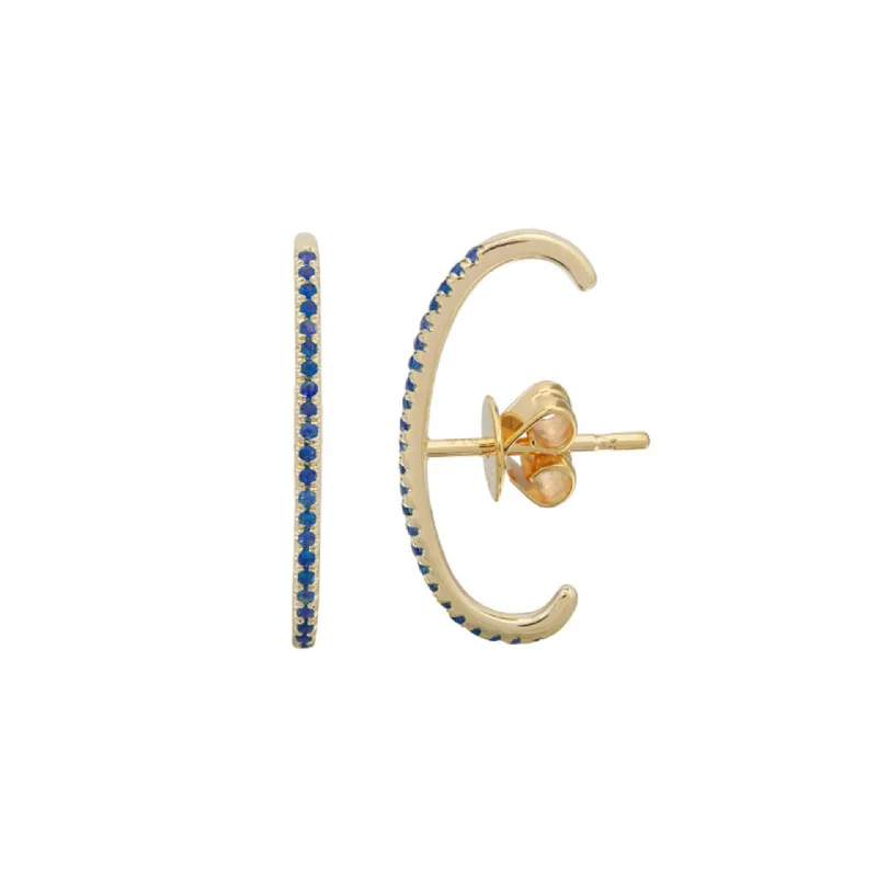 Blue Sapphire Lobe Stud Earring