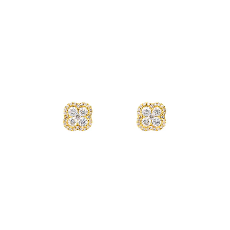 18 Karat Yellow Gold Clover Earring with DIamonds