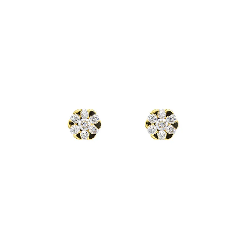 18 Karat Yellow Gold V-Style Earrings with Diamonds