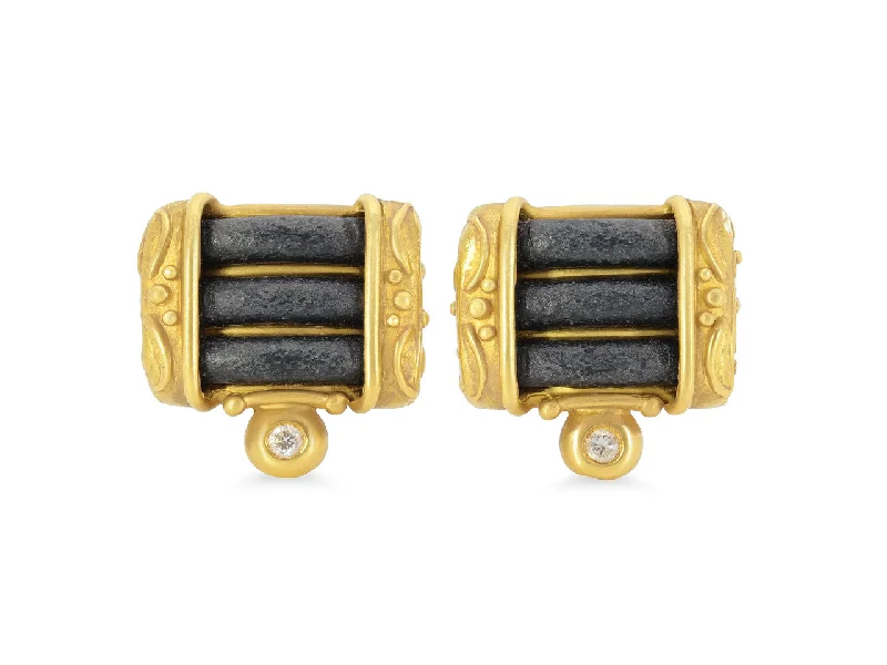 Denise Roberge Leather Earrings in 22K Gold