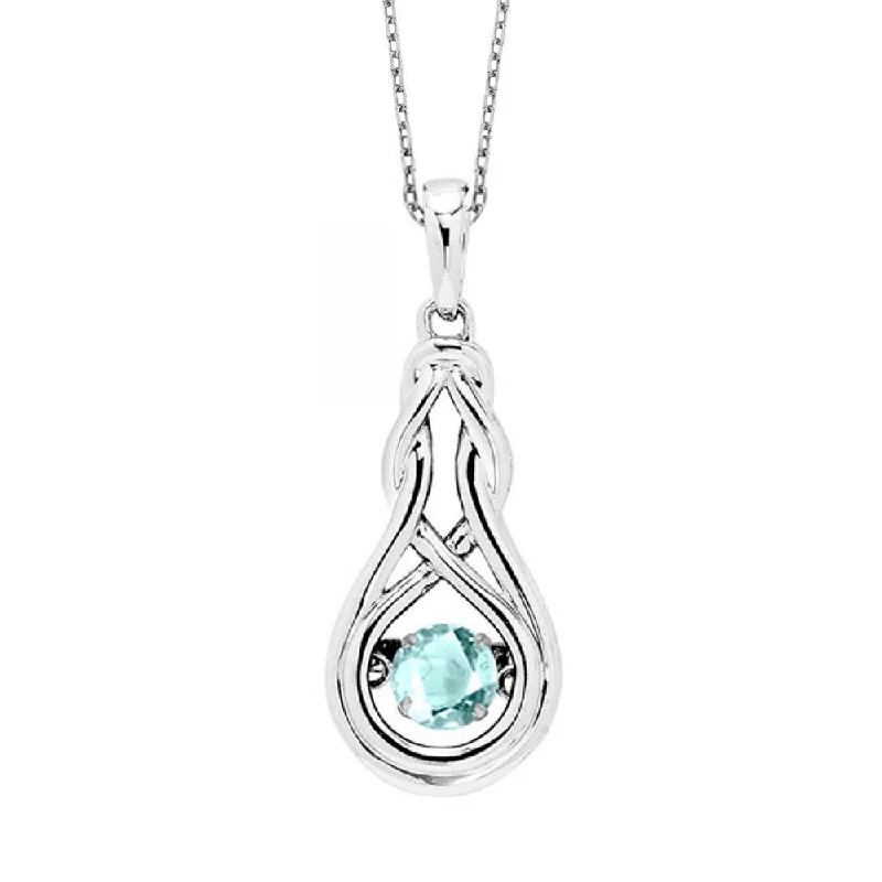 Aquamarine Double Infinity Knot Rhythm of Love Pendant Necklace