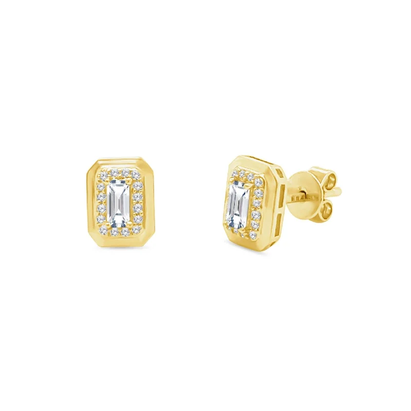 Bezel Halo Gemstone Studs