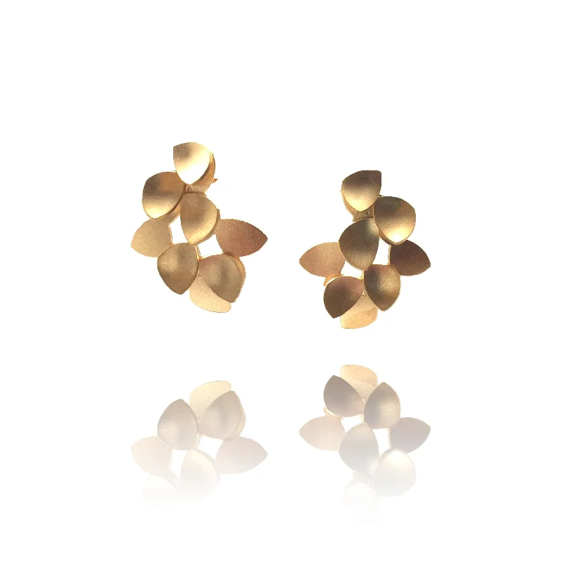 Blossoming Petal Post Earrings - Gold