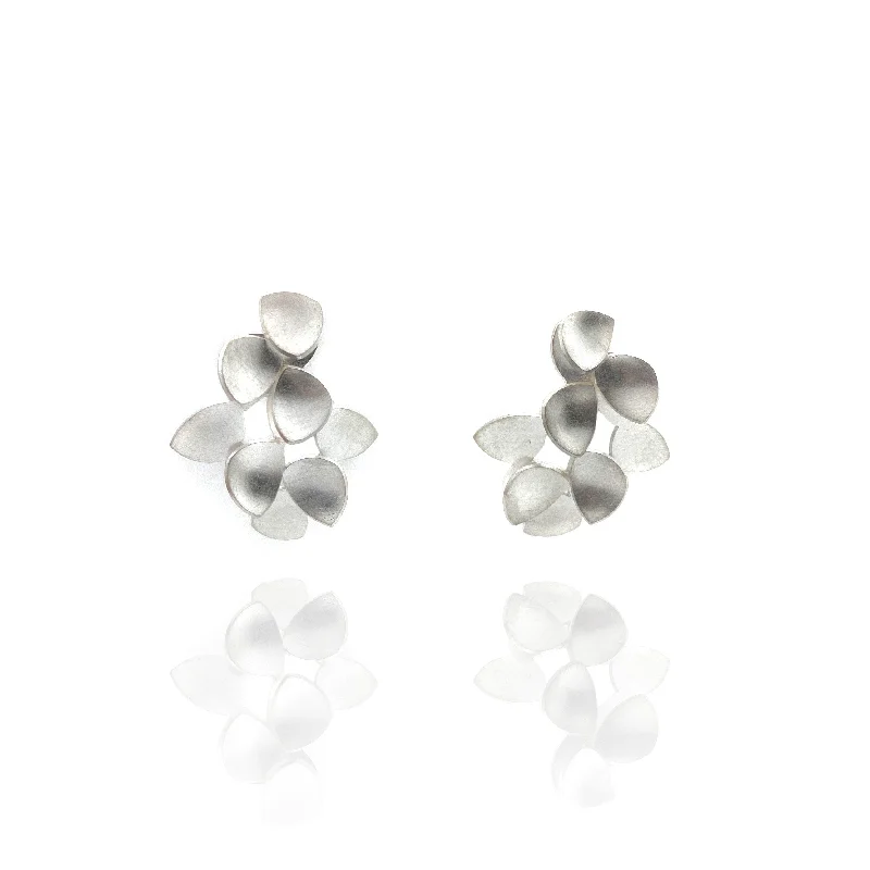 Blossoming Petal Post Earrings - Silver