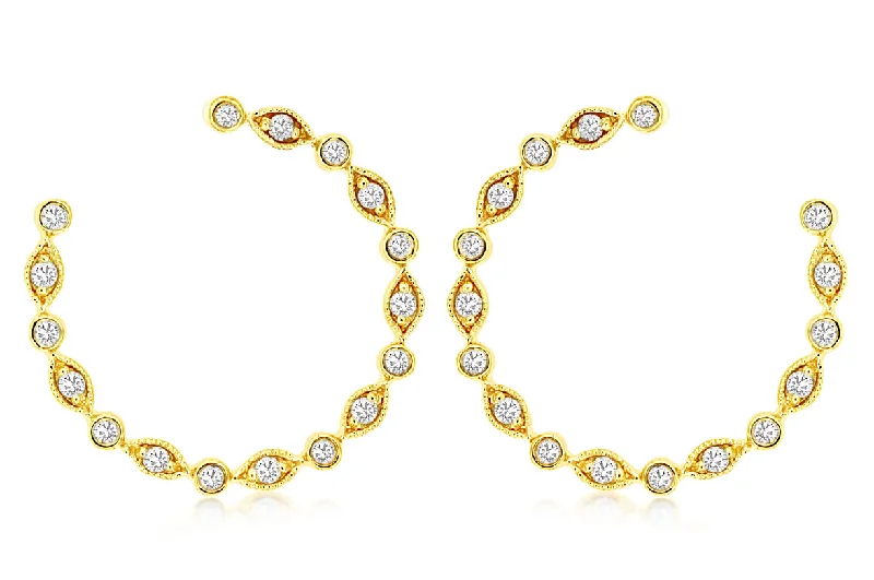 Bremer Jewelry Round Medium Hoop Diamond Earrings in 14K Yellow Gold (0.40ctw)