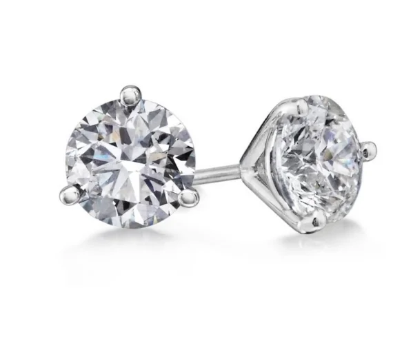 Bremer Jewelry Round Solitaire/Stud Diamond Earrings in 14K White Gold (4.17ctw)