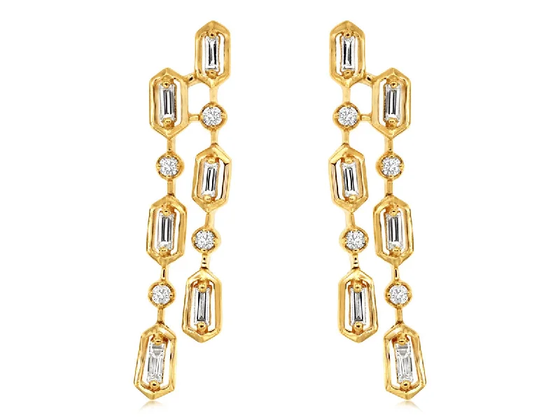 Bremer Jewelry Straight Baguette Drop Diamond Earrings in 14K Yellow Gold (0.40ctw)