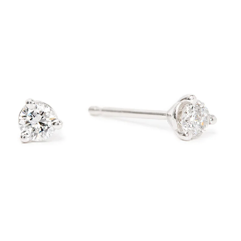 Bremer Jewelry 1/5ctw Round Solitaire/Stud Diamond Earrings in 14K White Gold (0.20ctw)