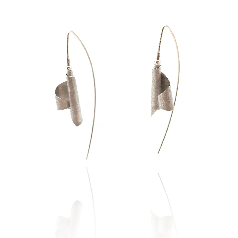 Papyrus Scroll Earrings - Silver