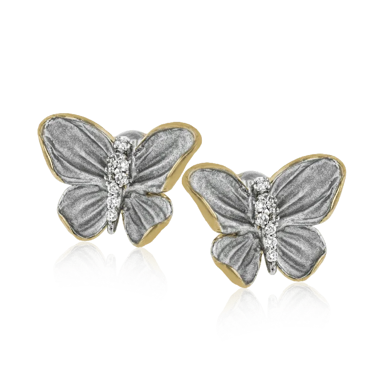 Monarch Butterfly Earrings in 18k Gold with Diamonds