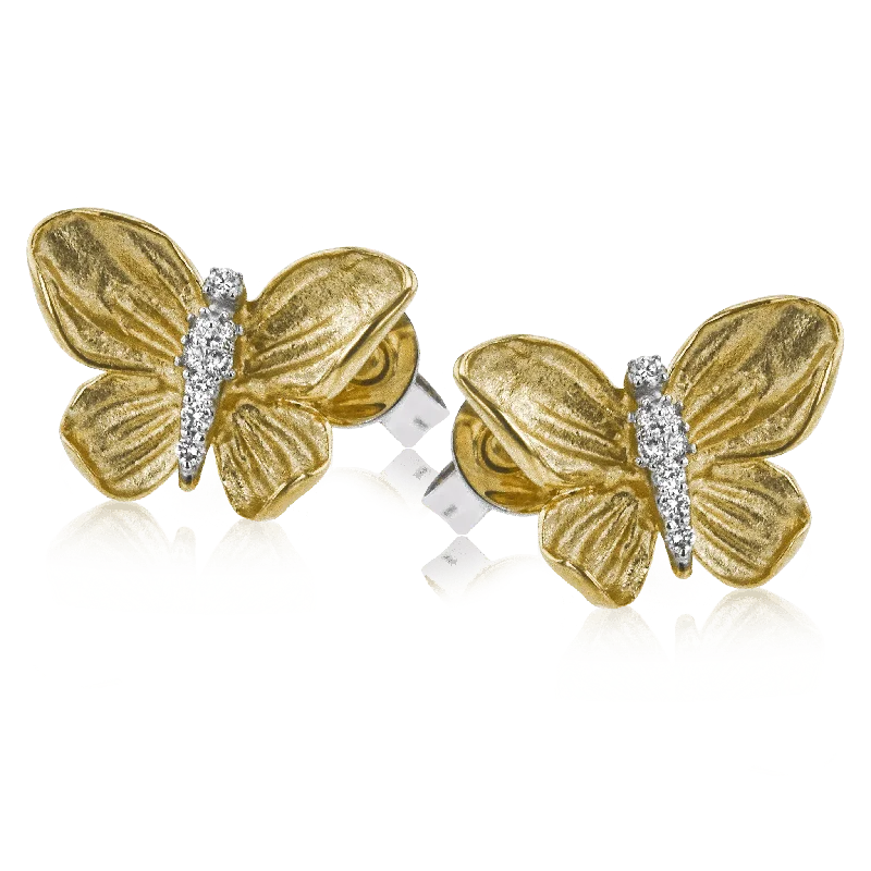 Monarch Butterfly Earrings in 18k Gold with Diamonds