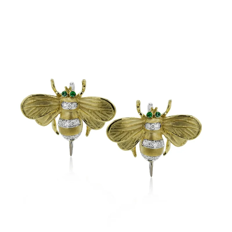 Bee Earrings in 18k Gold with Diamonds