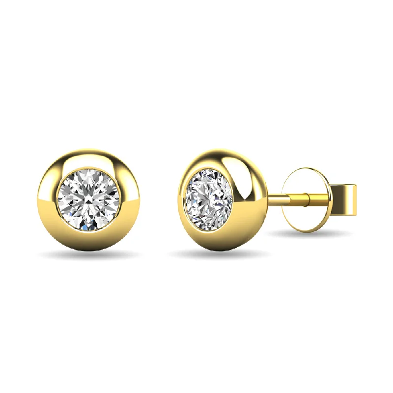 Diamond 1/10 ct tw Bezel Set Earrings in 10K Yellow Gold