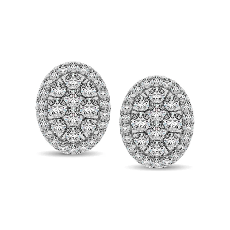 Diamond 3/4 ct tw Oval Shape Earrings  in 14K White Gold