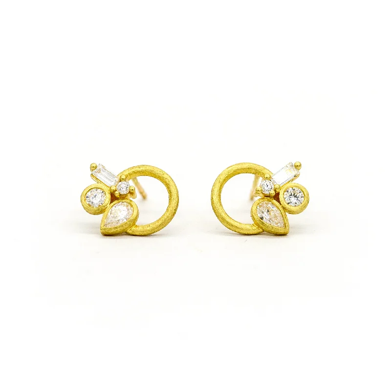 Diamond Lasso Cluster Circle Studs