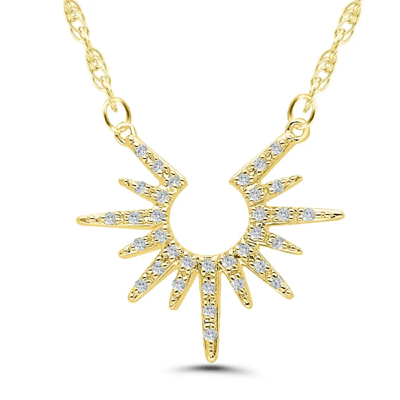 Diamond Sun Necklace in Yellow Gold