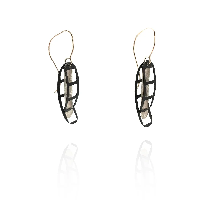 Film Strip Earrings - Black and Silver