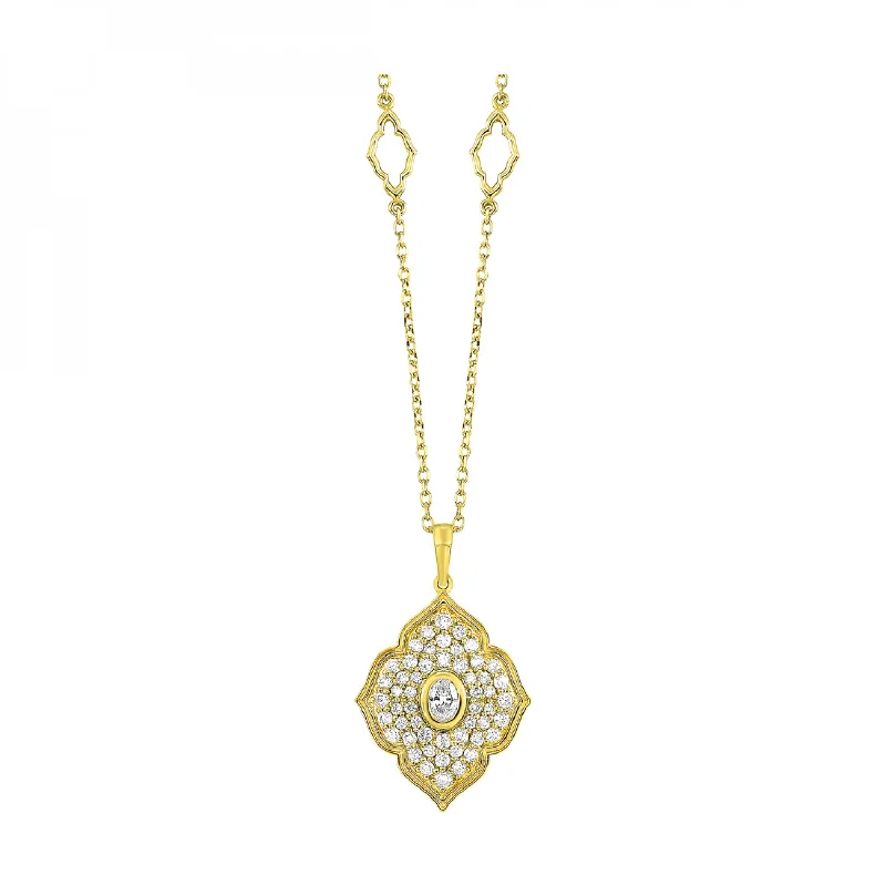 Floral Inspired 14k Yellow Gold Diamond Pendant Necklace, 0.50 ctw