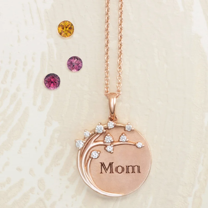 Gemstone & Diamond Mom Family Necklace