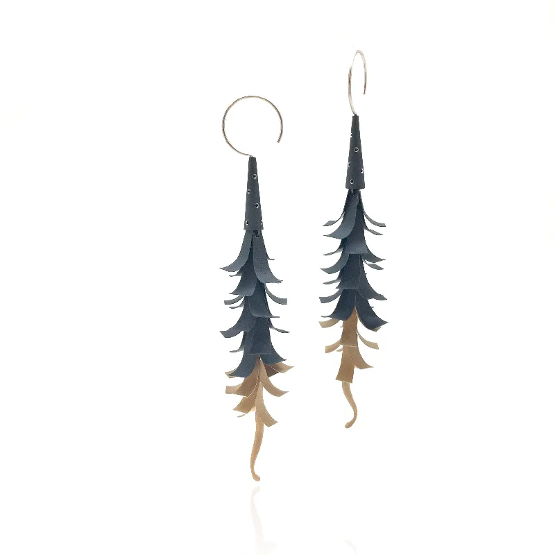 Gold/Oxidized silver cat tail earrings