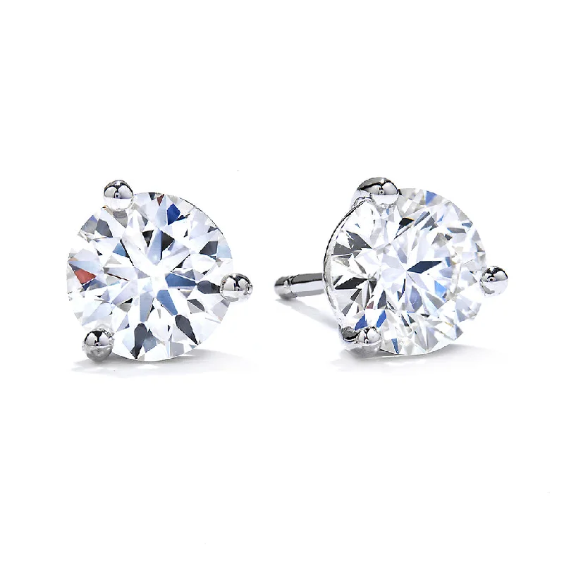 Hearts On Fire 1ctw Round Solitaire/Stud Diamond Earrings in 18K White Gold (1.06ctw)