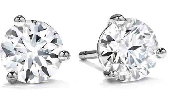 Hearts On Fire Round Solitaire/Stud Diamond Earrings in 18K White Gold (.75ctw)