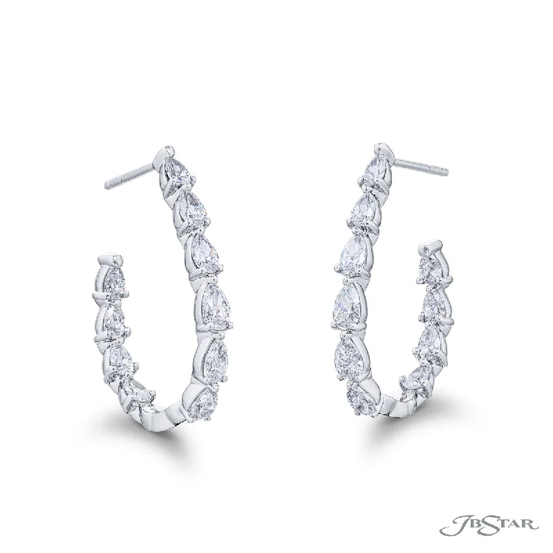 JB Star Pear Large Hoop Diamond Earrings in Platinum (2.50ctw)