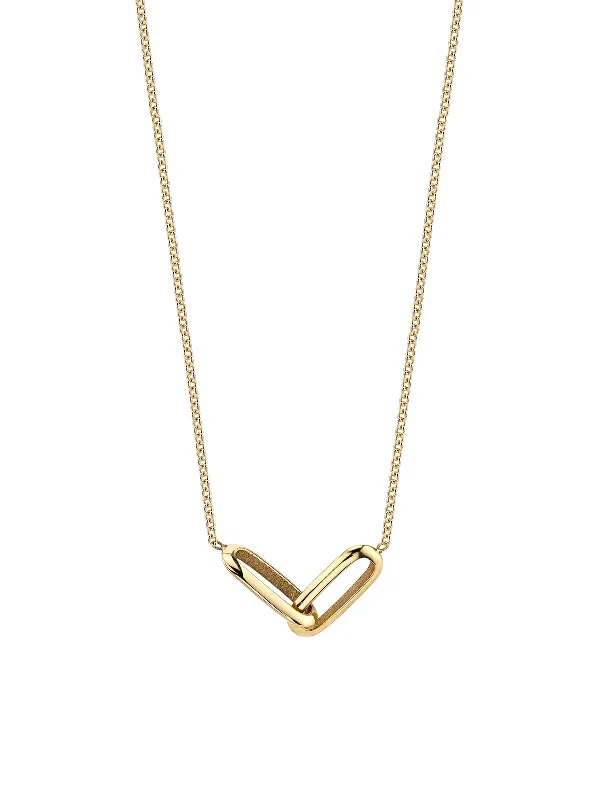 Knife Edge Linked Yellow Gold Necklace