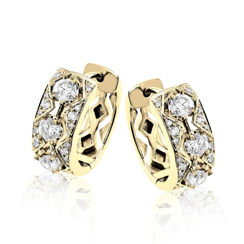 Huggie Hoop Earrings in 18k Gold with Diamonds