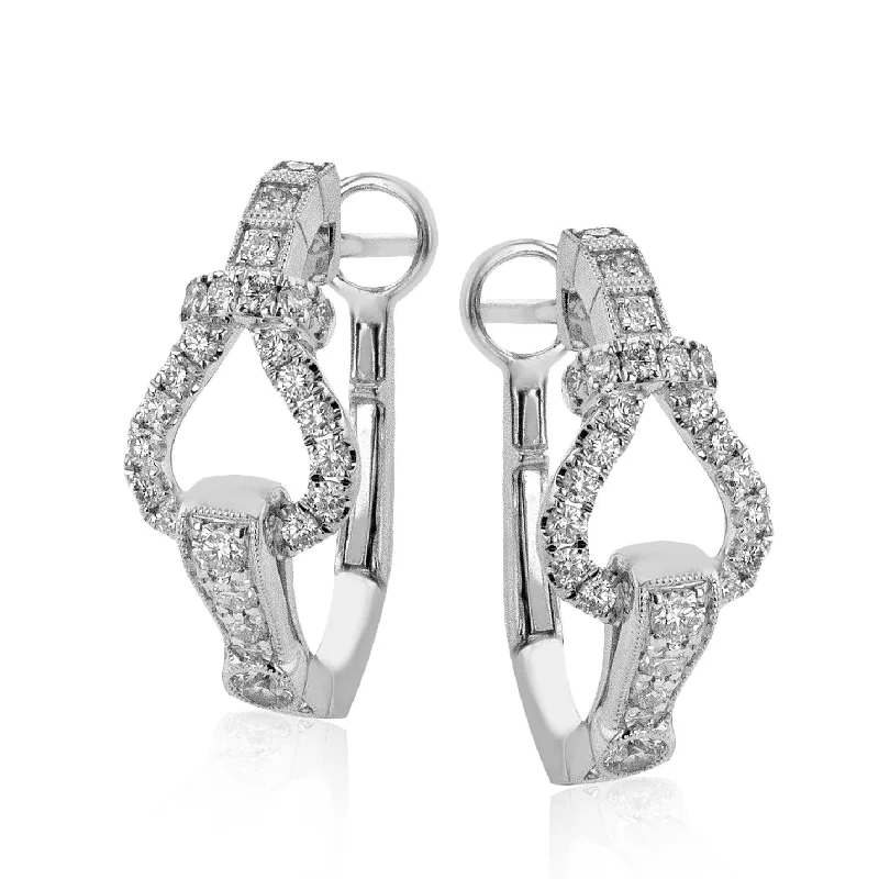 Buckle Hoop Earrings in 18k Gold with Diamonds