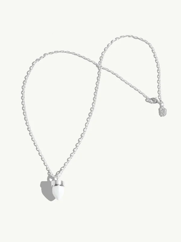 Levant Necklace White Agate Amulet in Sterling Silver