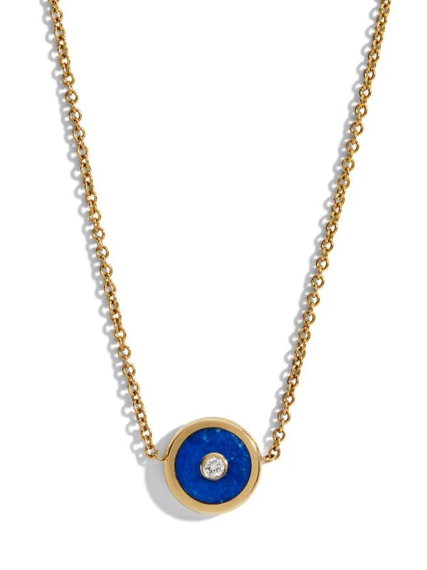 Mini Lapis Compass Yellow Gold Necklace