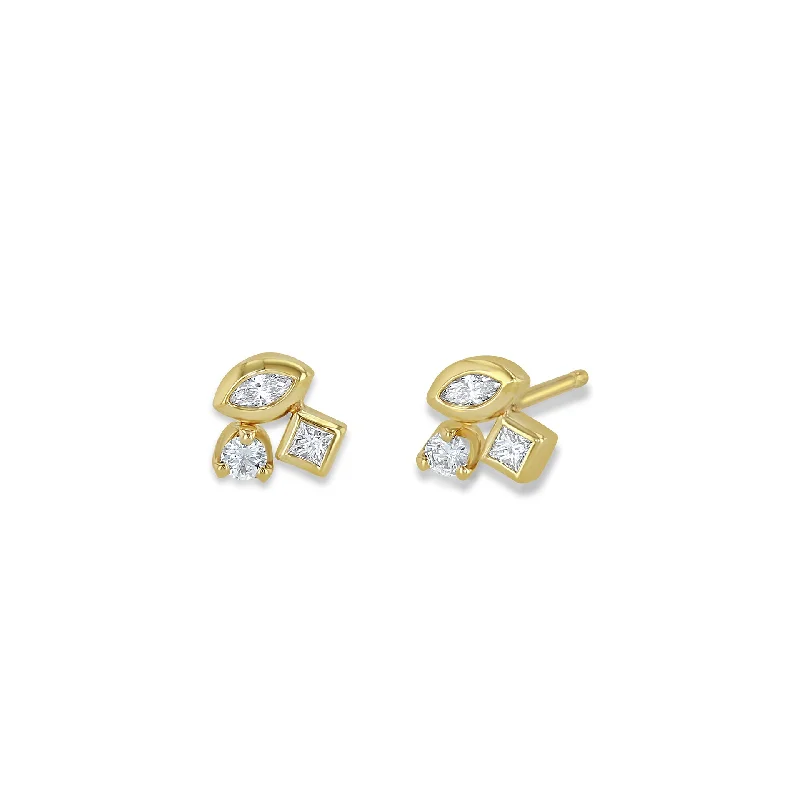 Mixed Cut Diamond Studs