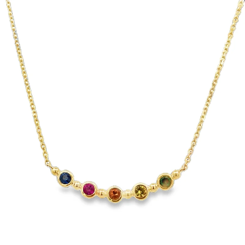 Multicolored Sapphire Necklace in Yellow Gold