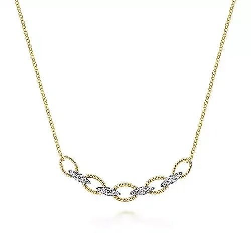 Oval Link Necklace with Diamond Connectors